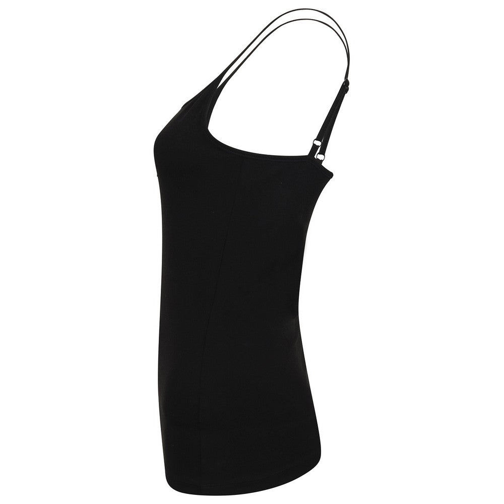 Black - Side - SF Womens-Ladies Feel Good Stretch Spaghetti Strap Camisole