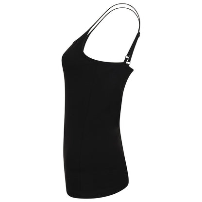 Black - Side - SF Womens-Ladies Feel Good Stretch Spaghetti Strap Camisole