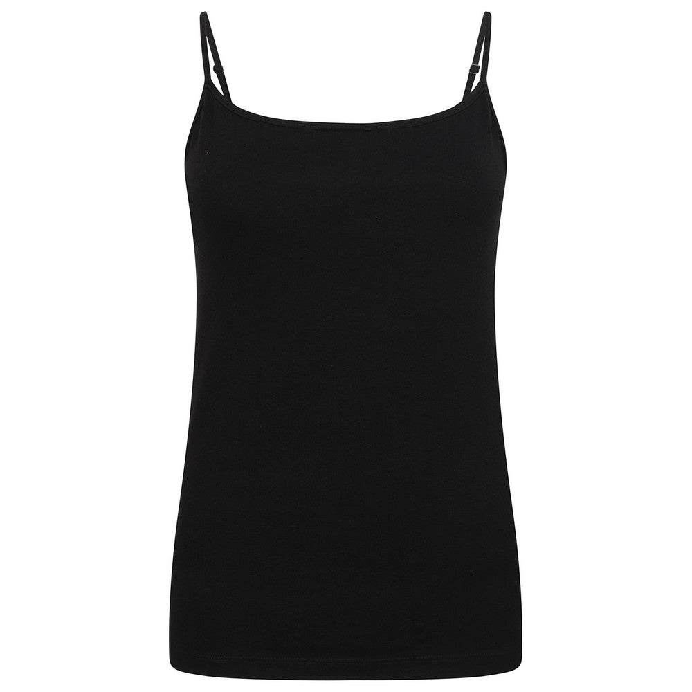 Black - Front - SF Womens-Ladies Feel Good Stretch Spaghetti Strap Camisole