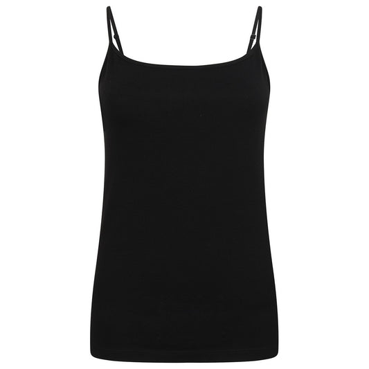 Black - Front - SF Womens-Ladies Feel Good Stretch Spaghetti Strap Camisole