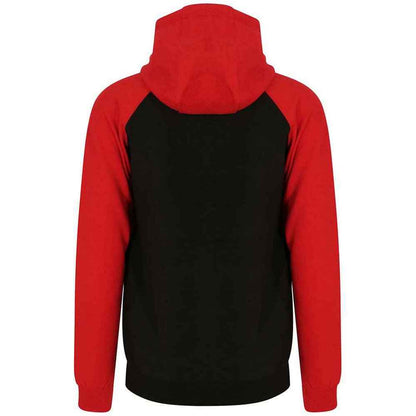 Jet Black-Fire Red - Back - Awdis Womens-Ladies Raglan Baseball Full Zip Hoodie