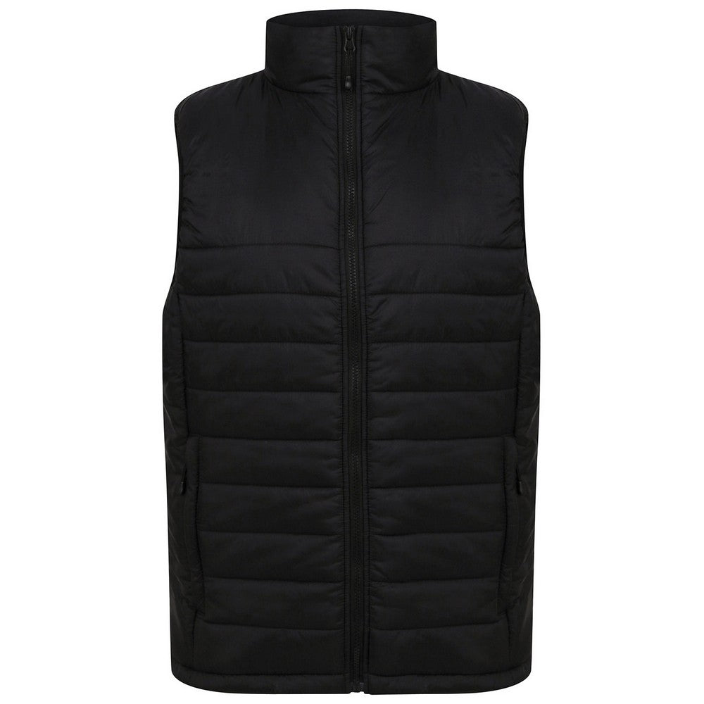 Black - Front - Henbury Unisex Adult Pongee Padded Gilet