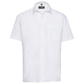 White - Front - Russell Collection Mens Poplin Easy-Care Short-Sleeved Shirt