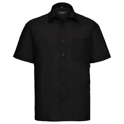 Black - Front - Russell Collection Mens Poplin Easy-Care Short-Sleeved Shirt