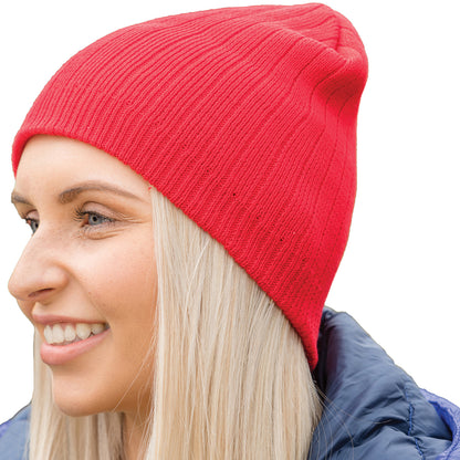 Red - Back - Result Unisex Adult Double Knit Beanie