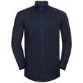 Bright Navy - Front - Russell Mens Oxford Easy-Care Long-Sleeved Shirt