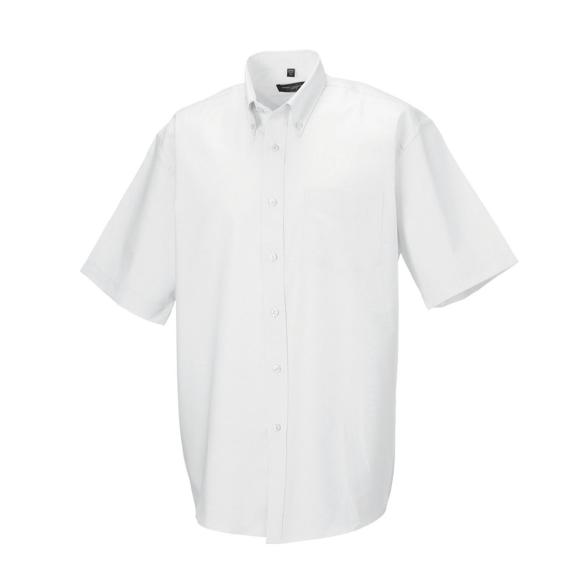 White - Side - Russell Collection Mens Oxford Easy-Care Short-Sleeved Shirt