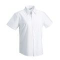 White - Back - Russell Collection Womens-Ladies Oxford Tailored Short-Sleeved Shirt