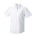 White - Side - Russell Collection Womens-Ladies Oxford Tailored Short-Sleeved Shirt
