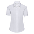 White - Front - Russell Collection Womens-Ladies Oxford Tailored Short-Sleeved Shirt