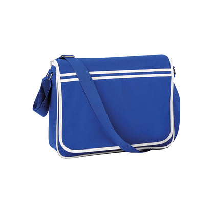 Bright Royal Blue-White - Front - Bagbase Retro Messenger Bag