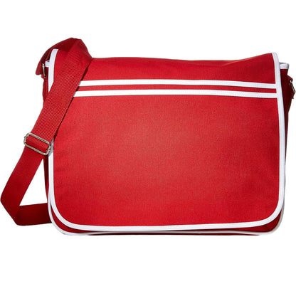 Classic Red-White - Front - Bagbase Retro Messenger Bag