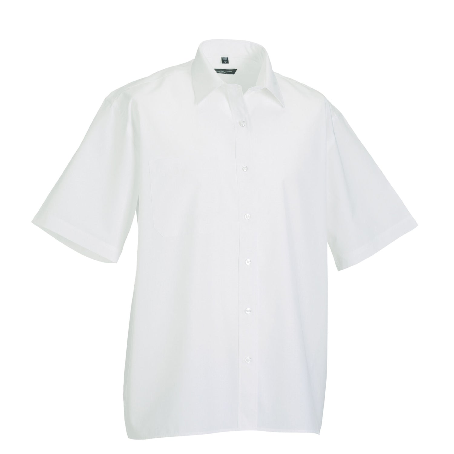 White - Back - Russell Collection Mens Poplin Easy-Care Short-Sleeved Shirt