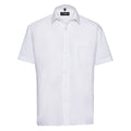 White - Front - Russell Collection Mens Poplin Easy-Care Short-Sleeved Shirt