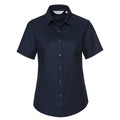Bright Navy - Front - Russell Collection Womens-Ladies Oxford Short-Sleeved Shirt