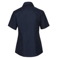 Bright Navy - Back - Russell Collection Womens-Ladies Oxford Short-Sleeved Shirt