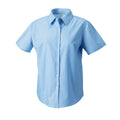 Oxford Blue - Front - Russell Collection Womens-Ladies Oxford Short-Sleeved Shirt