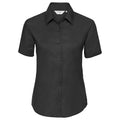 Black - Front - Russell Collection Womens-Ladies Oxford Short-Sleeved Shirt