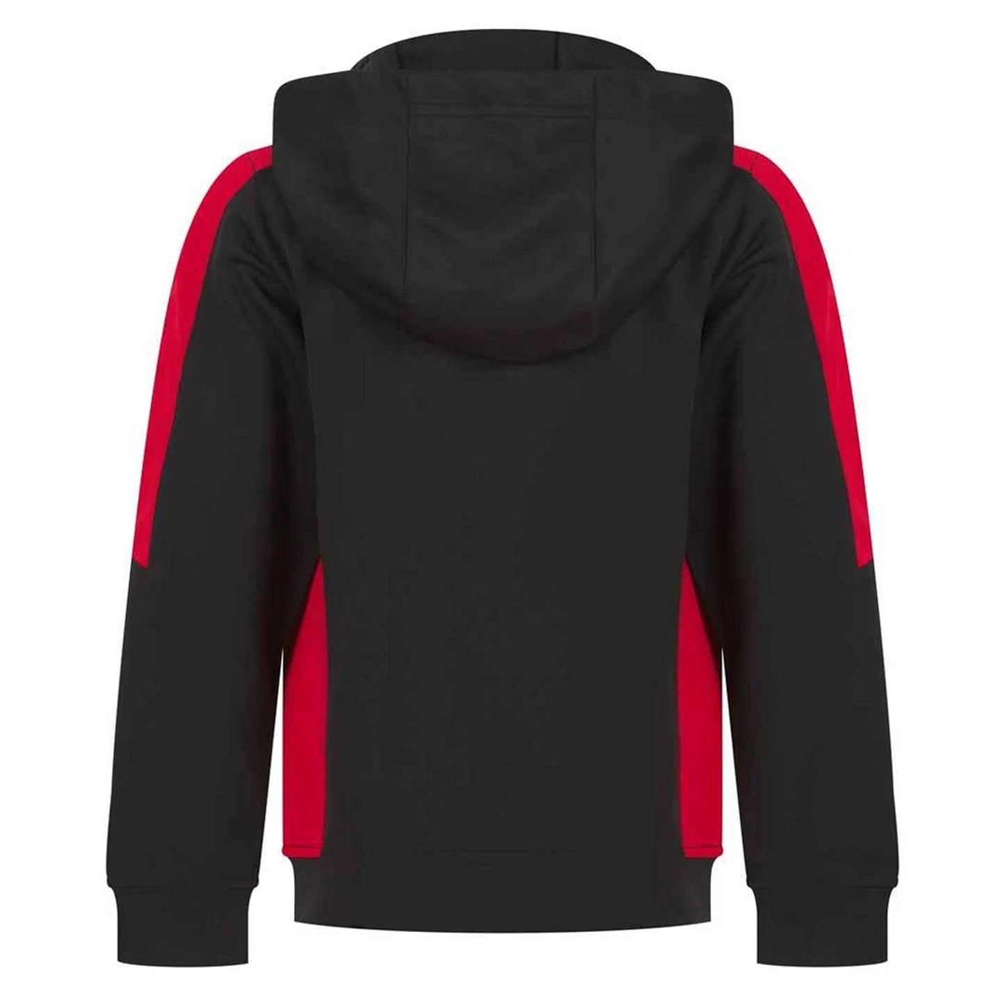 Black-Red - Back - Finden & Hales Childrens-Kids Team Contrast Hoodie