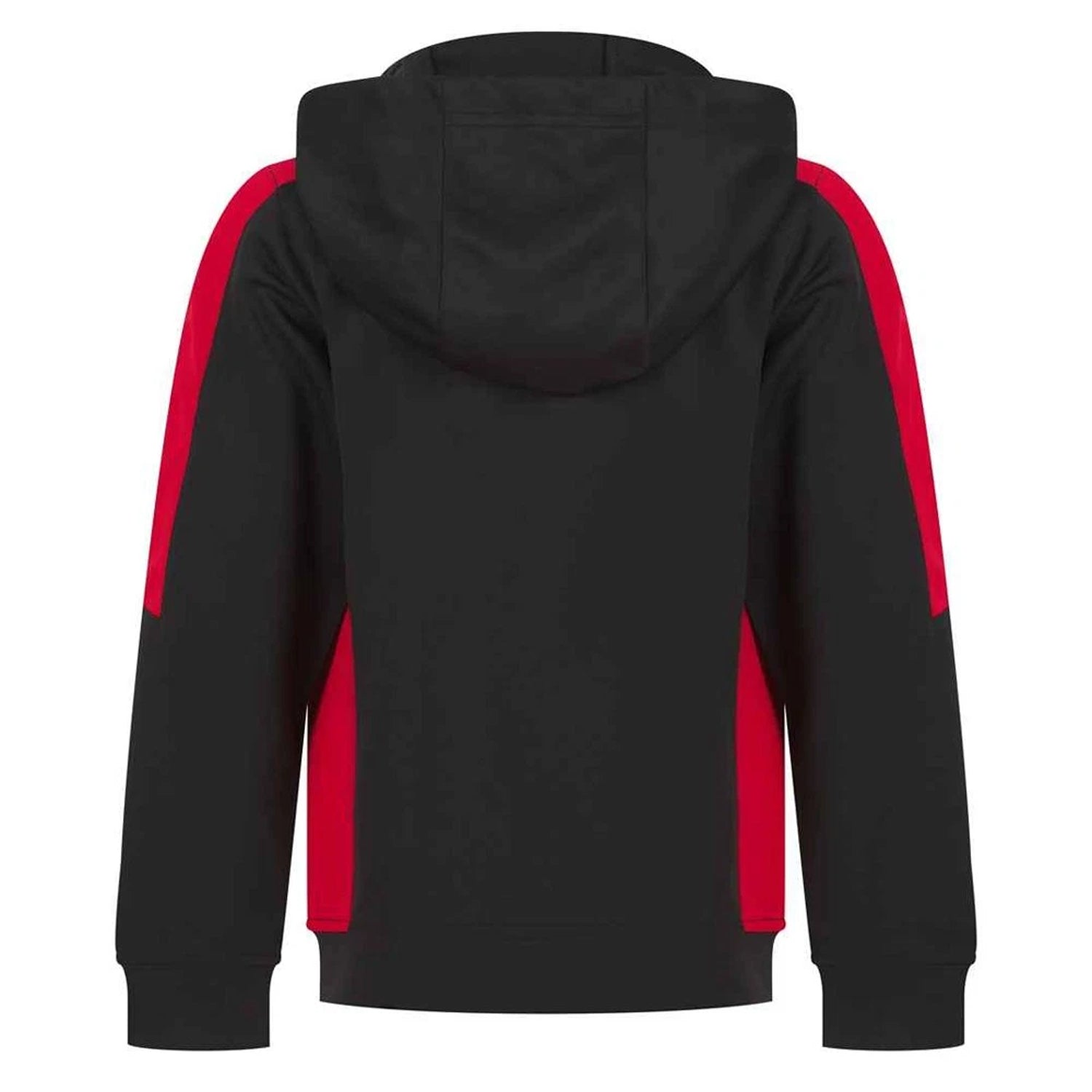 Black-Red - Back - Finden & Hales Childrens-Kids Team Contrast Hoodie