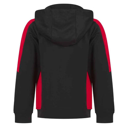 Black-Red - Back - Finden & Hales Childrens-Kids Team Contrast Hoodie