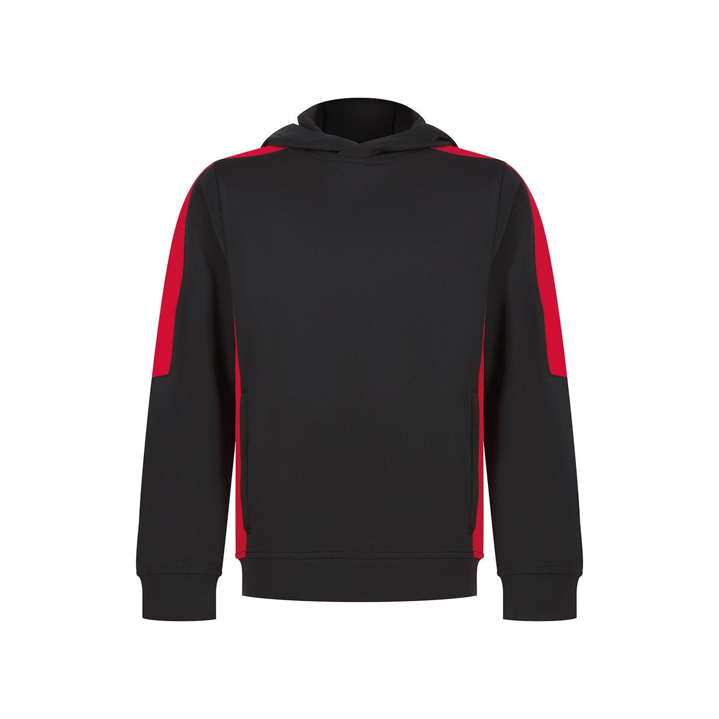 Black-Red - Front - Finden & Hales Childrens-Kids Team Contrast Hoodie