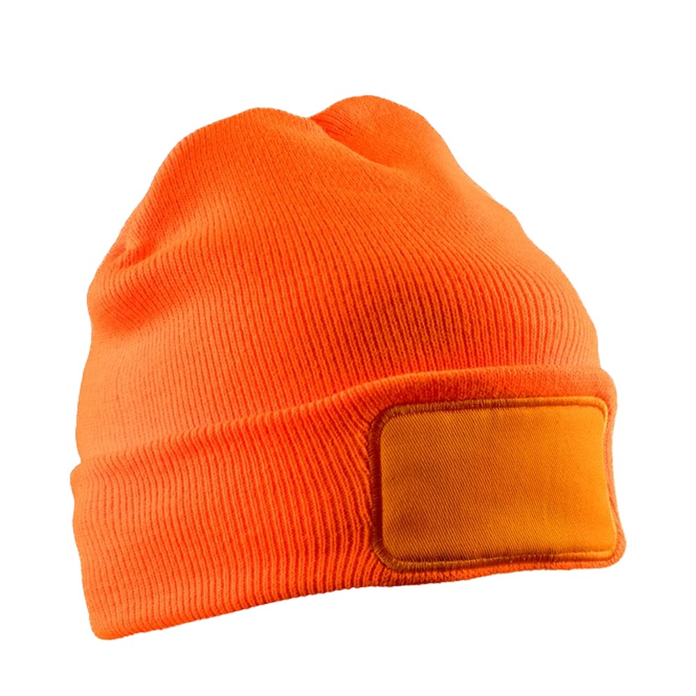 Fluorescent Orange - Front - Result Winter Essentials Unisex Adult Thinsulate Printer Patch Beanie