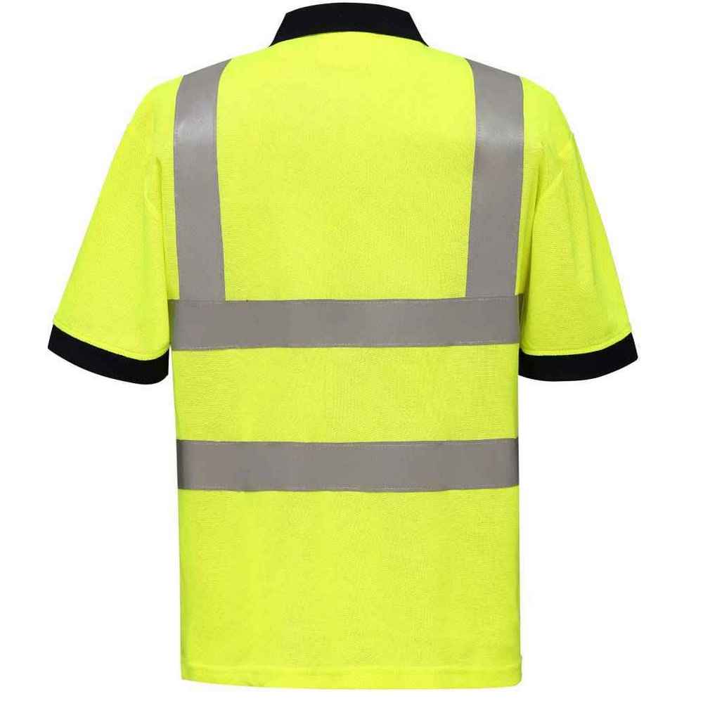 Yellow - Back - Yoko Unisex Adult Hi-Vis Short-Sleeved Polo Shirt