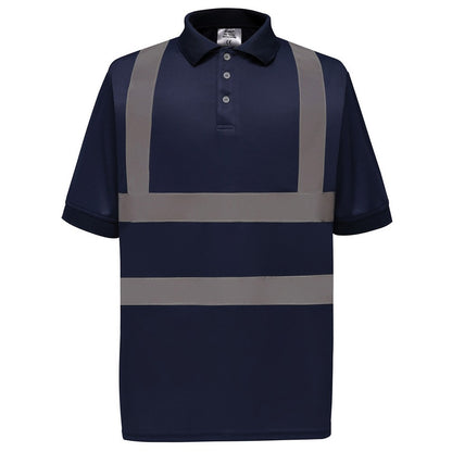 Navy - Front - Yoko Unisex Adult Hi-Vis Short-Sleeved Polo Shirt