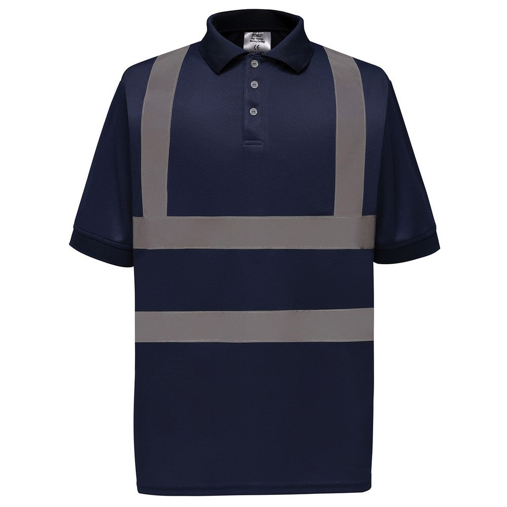 Navy - Front - Yoko Unisex Adult Hi-Vis Short-Sleeved Polo Shirt