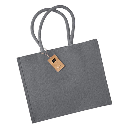 Graphite Grey-Graphite Grey - Front - Westford Mill Classic Jute Shopper Bag