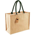 Natural-Forest Green - Front - Westford Mill Classic Jute Shopper Bag