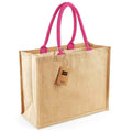Natural-Fuchsia - Back - Westford Mill Classic Jute Shopper Bag