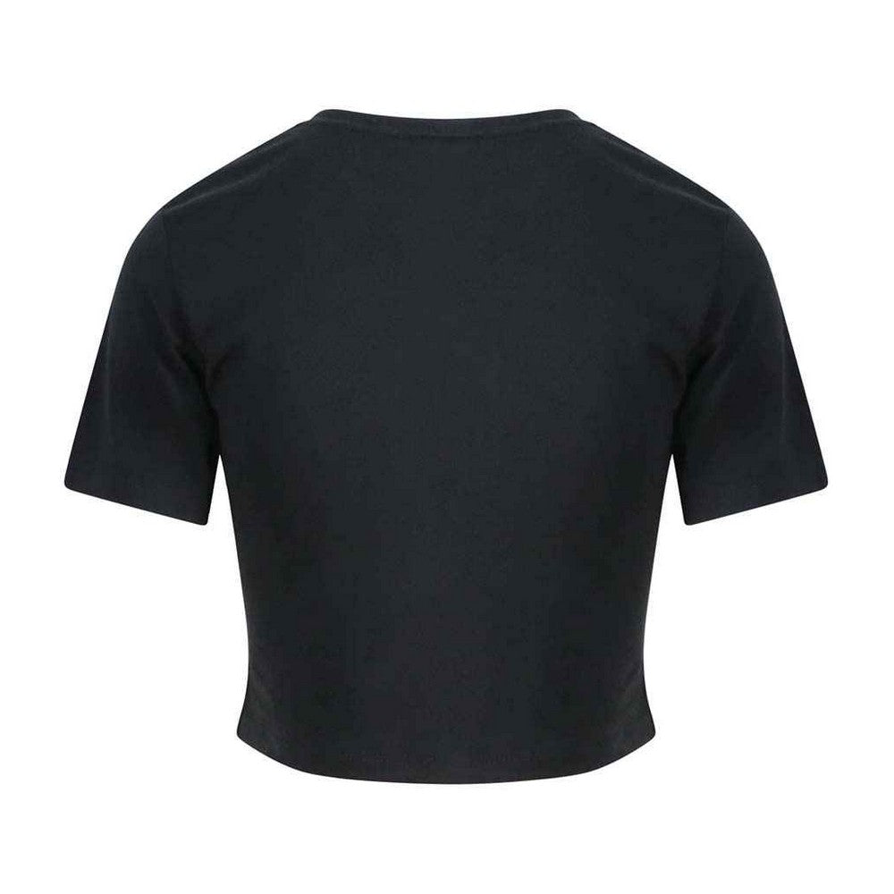 Solid Black - Back - Awdis Womens-Ladies Girlie Cropped T-Shirt