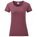 Burgundy - Front - Fruit of the Loom Womens-Ladies Valueweight Heather Lady Fit T-Shirt