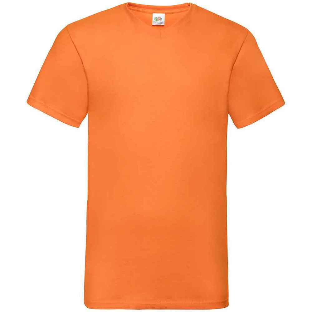 Orange - Front - Fruit of the Loom Mens Valueweight V Neck T-Shirt