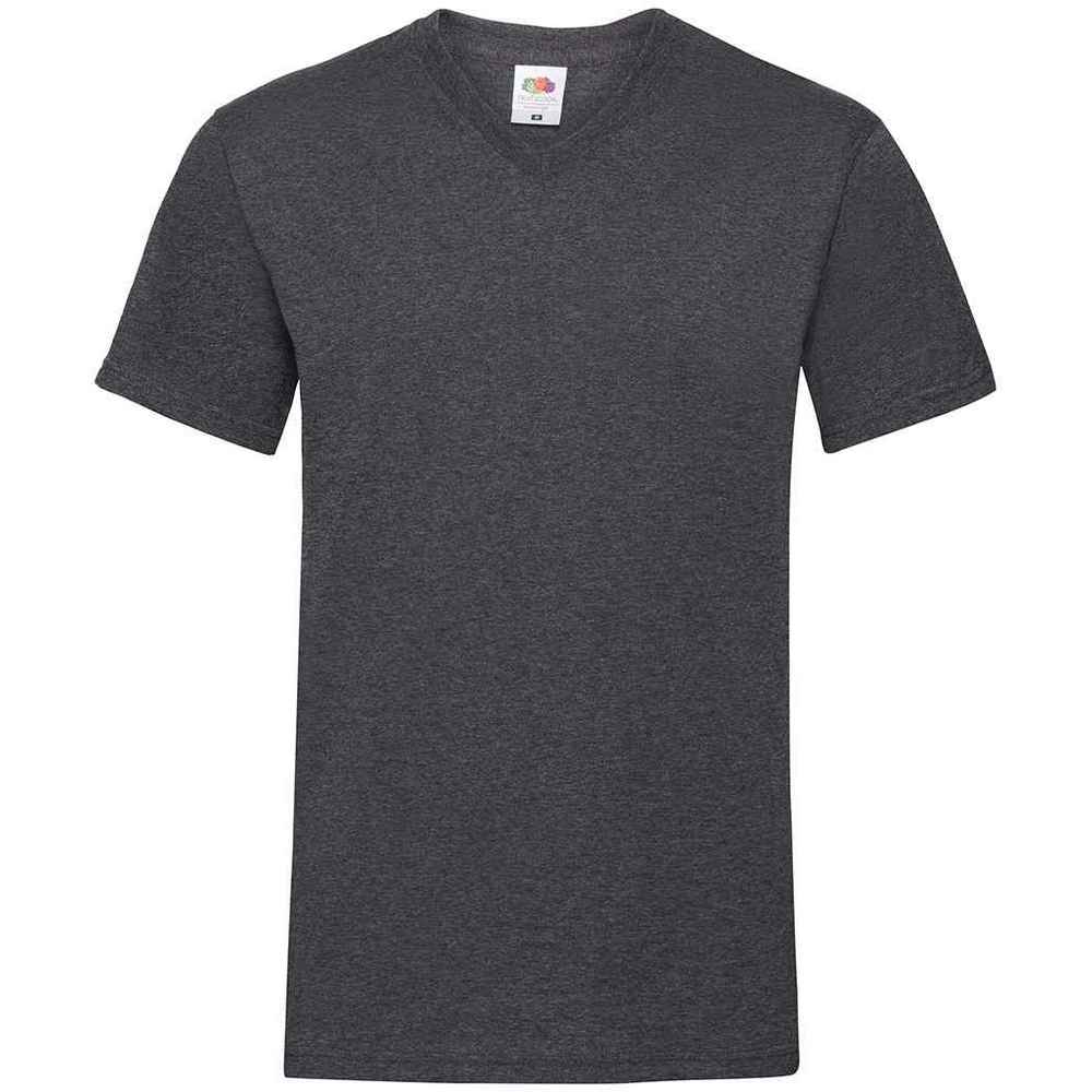 Dark Heather Grey - Front - Fruit of the Loom Mens Valueweight V Neck T-Shirt