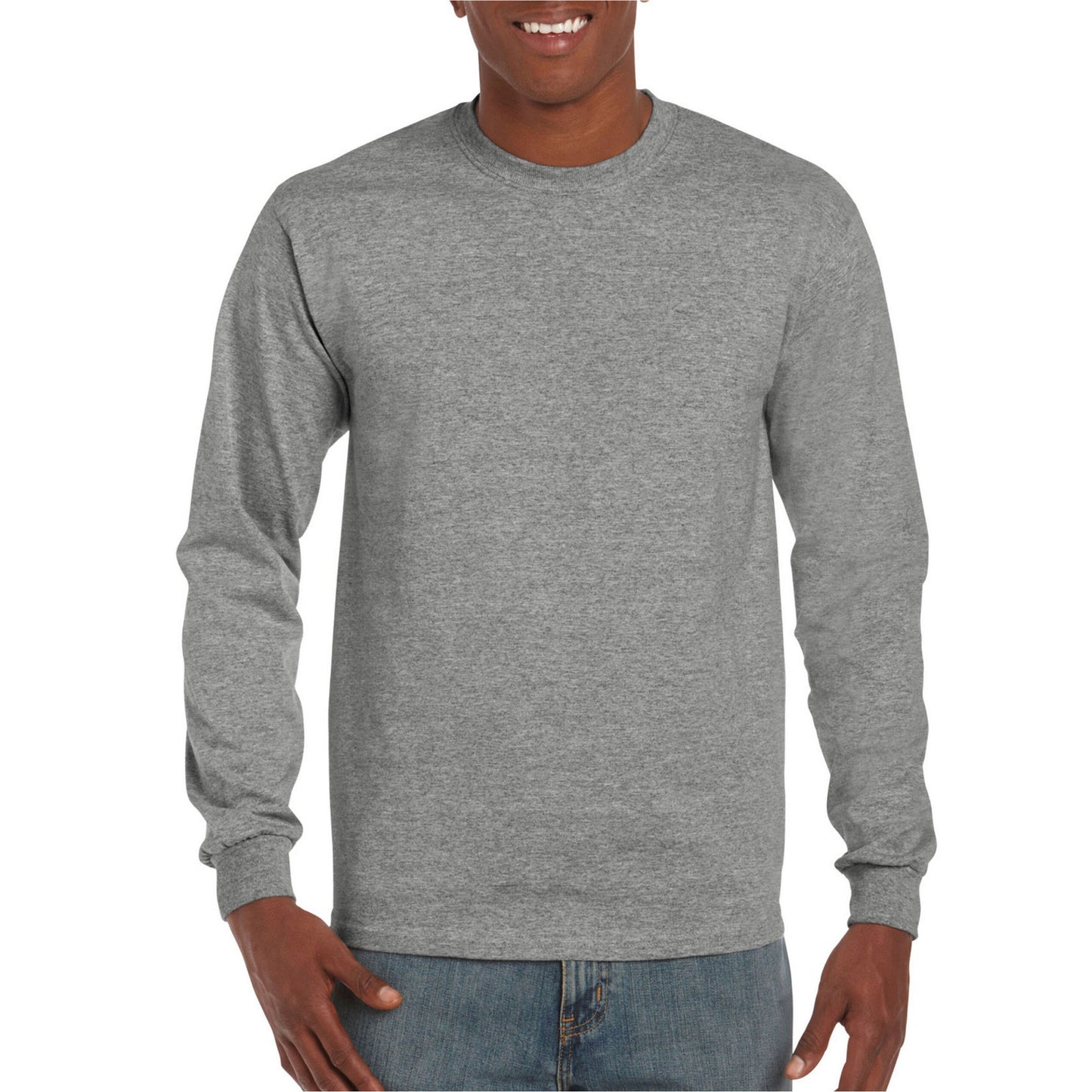 Graphite Heather - Back - Gildan Hammer Unisex Adult Heather Long-Sleeved T-Shirt