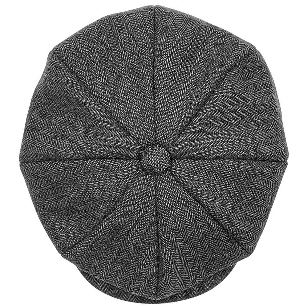 Charcoal - Back - Beechfield Unisex Adult Heritage Herringbone Baker Boy Cap