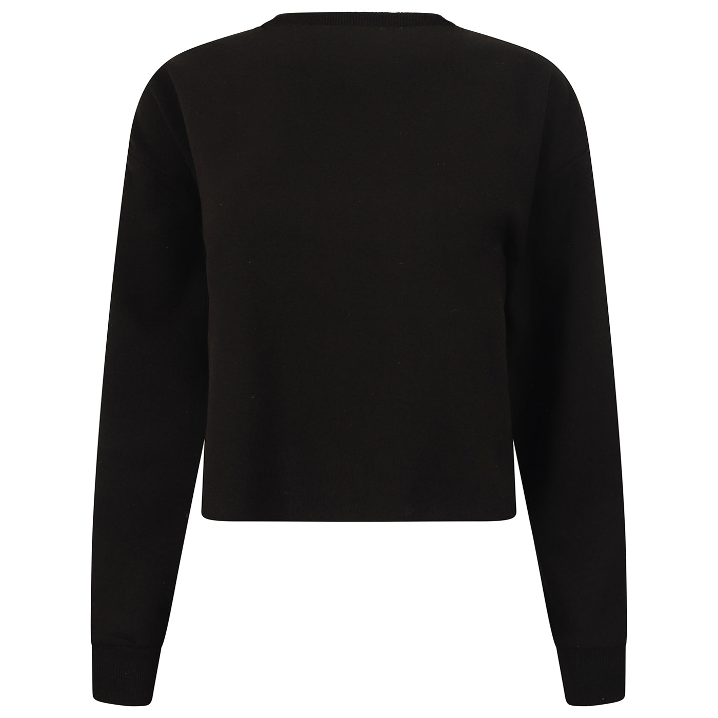 Black - Back - SF Womens-Ladies Slounge Cropped Sweatshirt