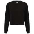 Black - Front - SF Womens-Ladies Slounge Cropped Sweatshirt