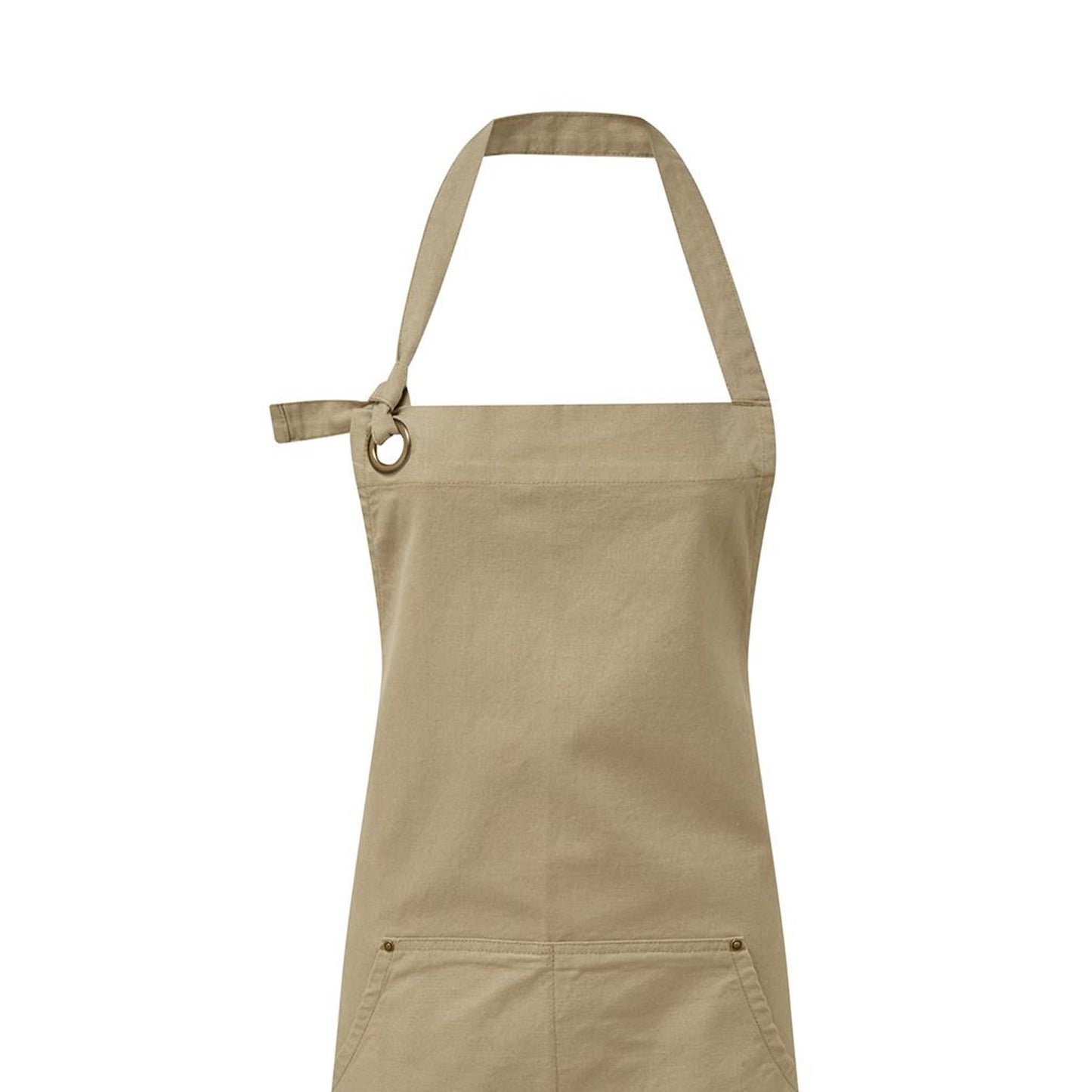 Khaki Brown - Back - Premier Unisex Adult Cotton Canvas Pocket Apron