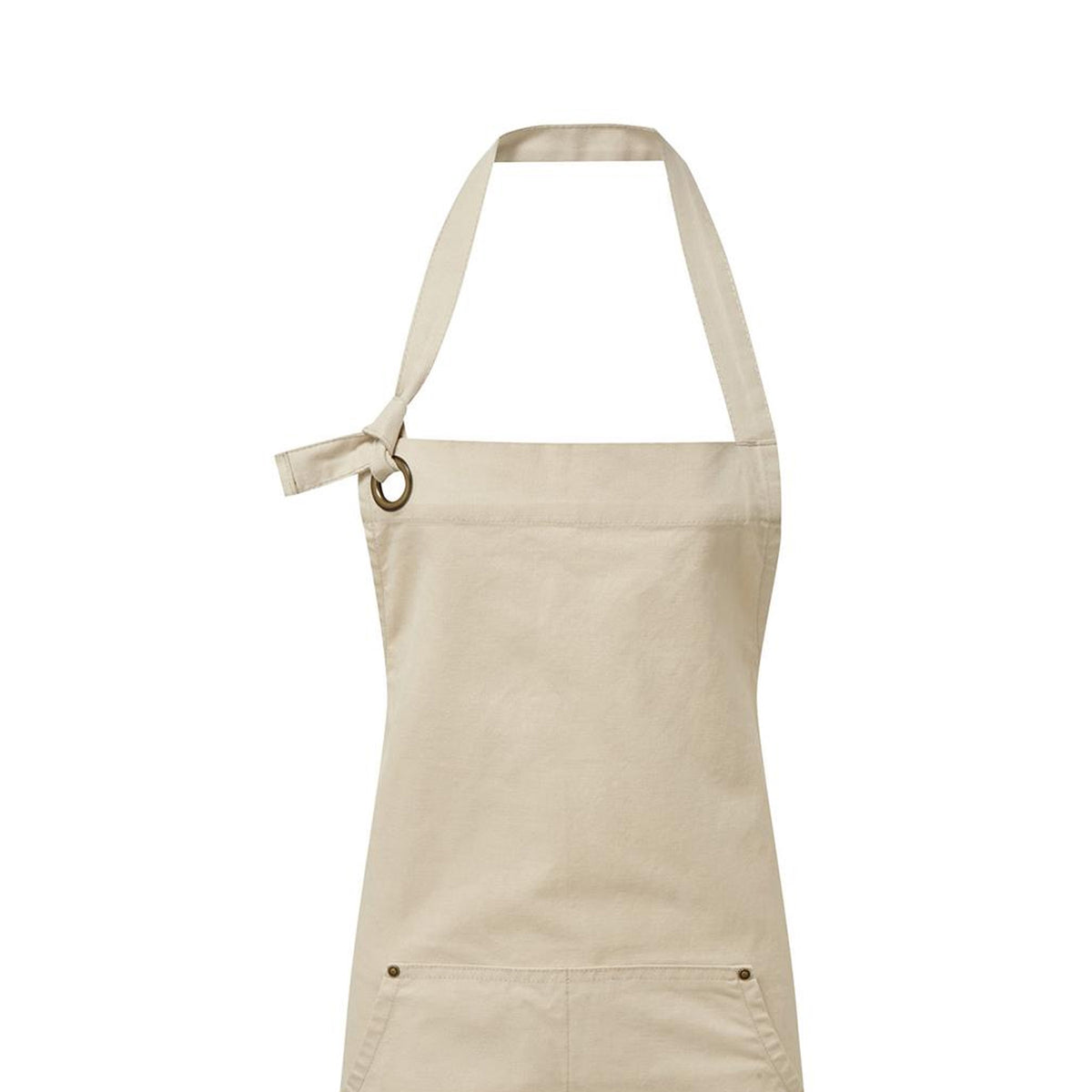 Natural - Back - Premier Unisex Adult Cotton Canvas Pocket Apron