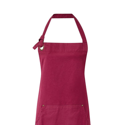 Burgundy - Back - Premier Unisex Adult Cotton Canvas Pocket Apron