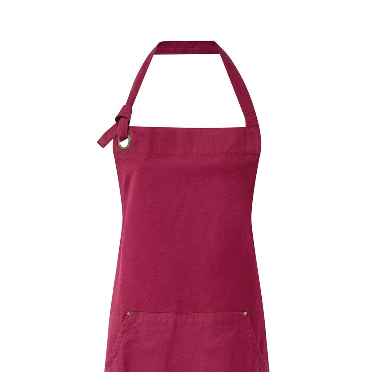 Burgundy - Back - Premier Unisex Adult Cotton Canvas Pocket Apron