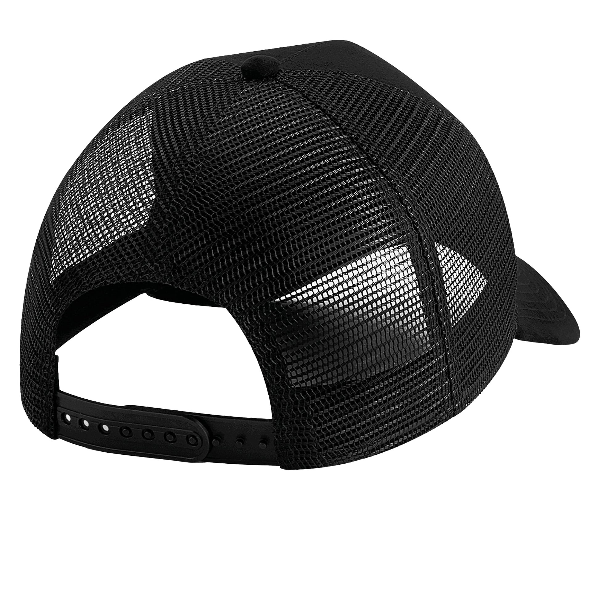 Black - Side - Beechfield Unisex Adult Faux Suede Snapback Trucker Cap
