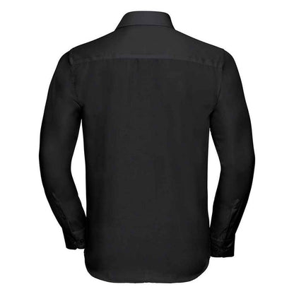Black - Back - Russell Collection Mens Ultimate Tailored Long-Sleeved Shirt