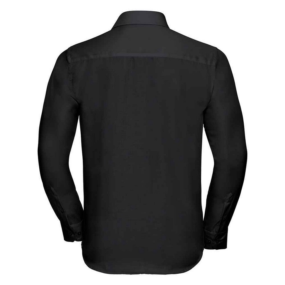 Black - Back - Russell Collection Mens Ultimate Tailored Long-Sleeved Shirt