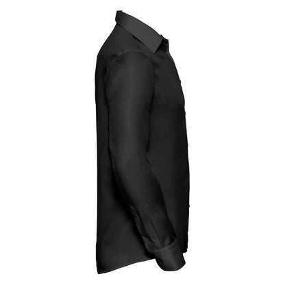Black - Side - Russell Collection Mens Ultimate Tailored Long-Sleeved Shirt