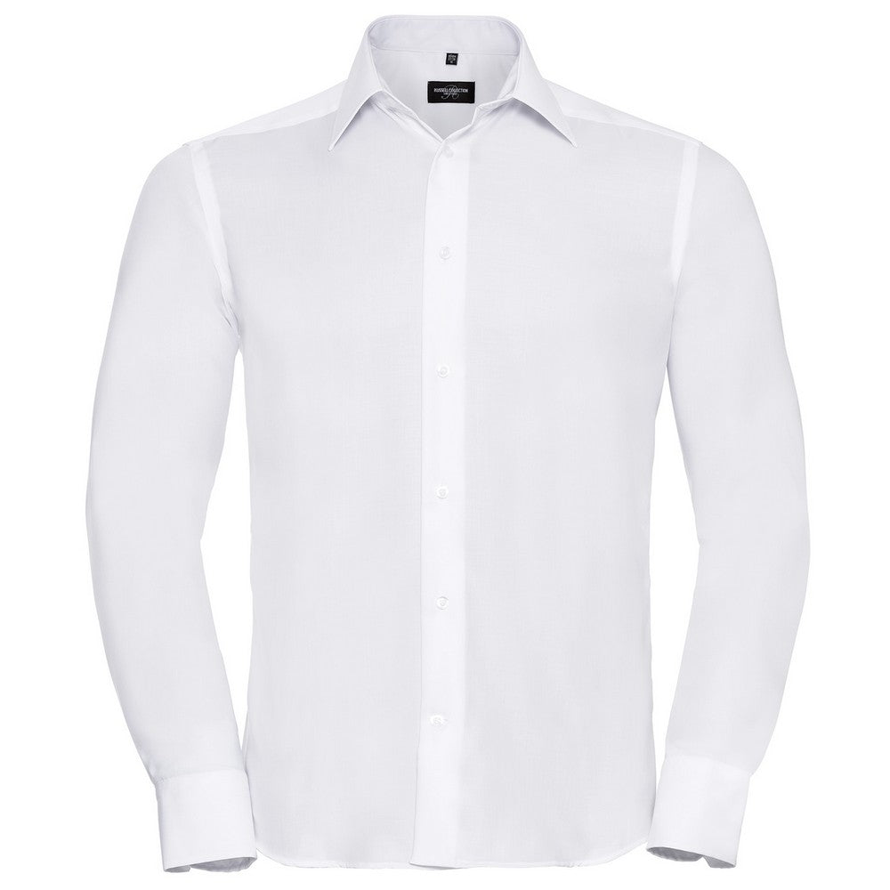 White - Front - Russell Collection Mens Ultimate Tailored Long-Sleeved Shirt